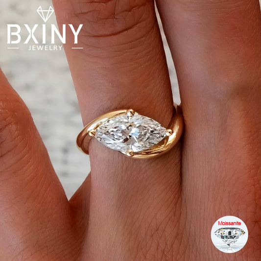 BXINY 1/2CT Marquise Moissanite Ring