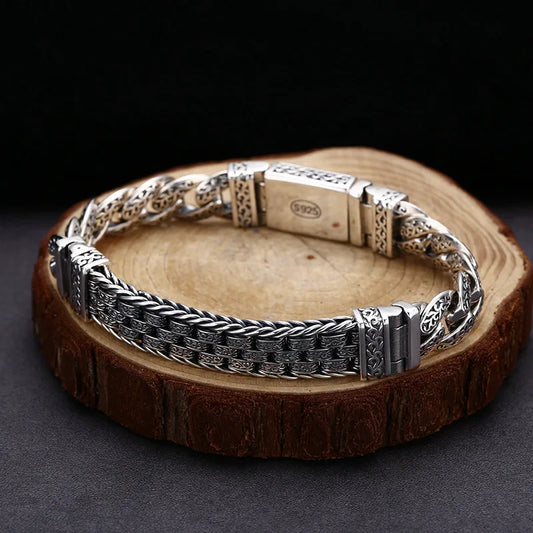 BOCAI S925 Pure Silver Vintage Bracelet