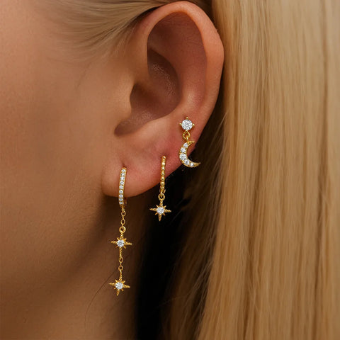 Cubic Zirconia Chain Hoop Earring
