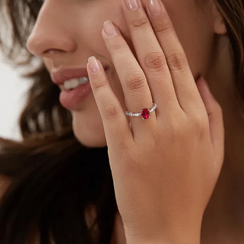 OEVAS 1CT Lab Grown Ruby/ Padparadscha Sapphire Ring
