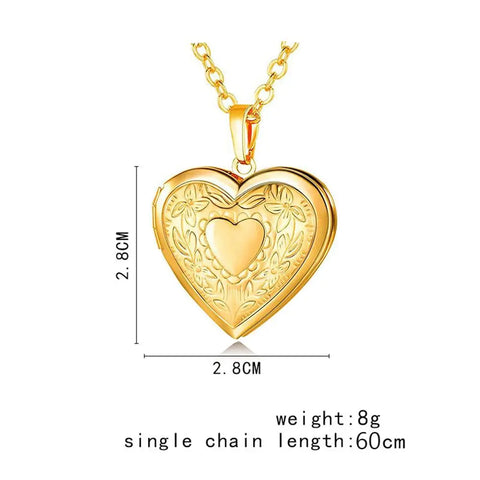 New Fashion Unisex Titanium Steel Necklace Heart Shaped Photo Picture Locket Lover Friend Pendant Chain Jewelry Accessoires