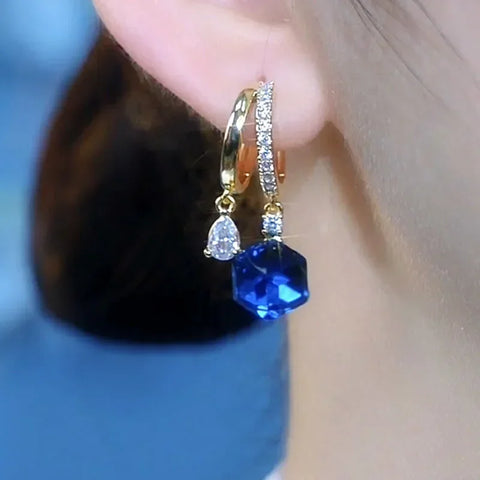 Trendy Geometric Square Crystal Zircon Dangle Earrings