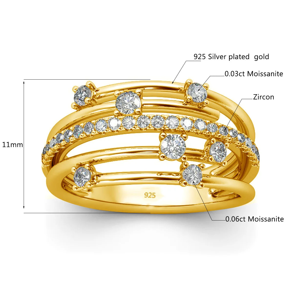 Szjinao Brand Trendy  Moissanite Ring - BOLEVARD RING