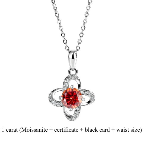 2025 New s925 sterling silver light luxury clover silver pendant Moissanite necklace is a classic and fashionable gift for women