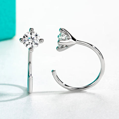 AnuJewel 4mm D Color Moissanites Classic Hoop Earrings