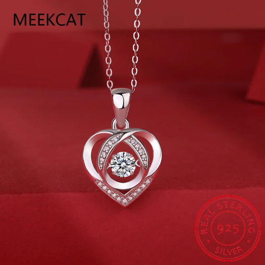 0.5 CT Moissanite Love Heart Shape Pendant Necklace 925 Sterling Silver Charm for Women Fine Jewelry Party Wedding Accessory