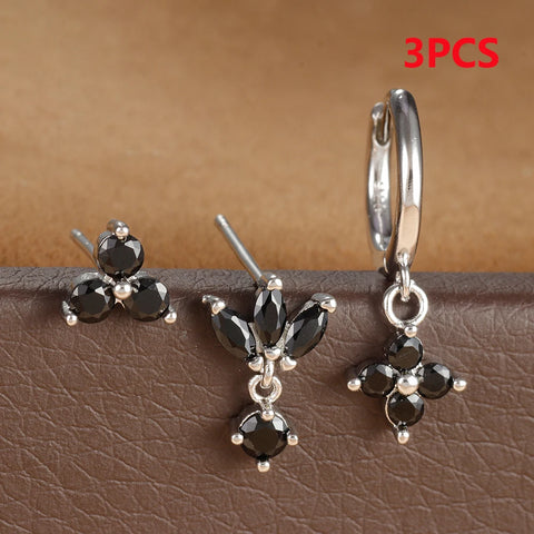 3PCS Stainless Steel Multicolor Crystal Hoop Earrings