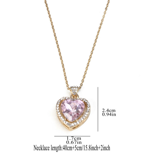Vintage Pink Heart Pendant Necklaces Women Choker Necklace Gifts Jewelry Exquisite Luxurious Charms Pendant Necklace for Female