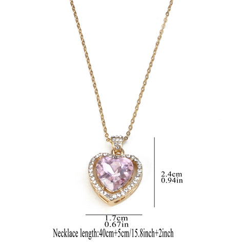 Vintage Pink Heart Pendant Necklaces Women Choker Necklace Gifts Jewelry Exquisite Luxurious Charms Pendant Necklace for Female