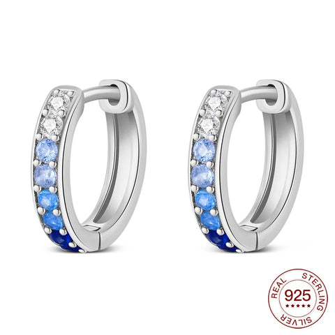 925 Sterling Silver Elegant Sparkling Lucky Clover Hoops Earring