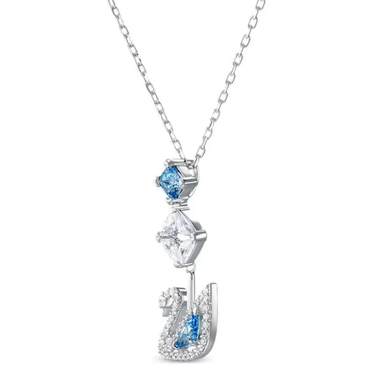 2025 New necklace Swan Blue square diamond crystal element necklace suitable for women's exquisite jewelry Valentine's Day gifts