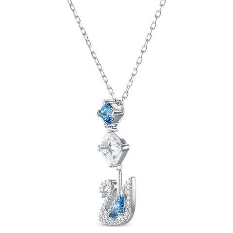 2025 New necklace Swan Blue square diamond crystal element necklace suitable for women's exquisite jewelry Valentine's Day gifts