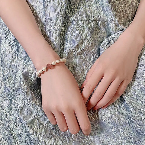 Baroque Freshwater Pearl & Strawberry Quartz Bracelets