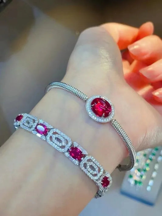 ZOCA Luxury 925 Sterling Silver Round Lab Ruby Sapphire