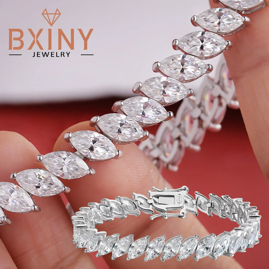 BXINY GRA Certified Marquise Cut All Moissanite Tennis Bracelet