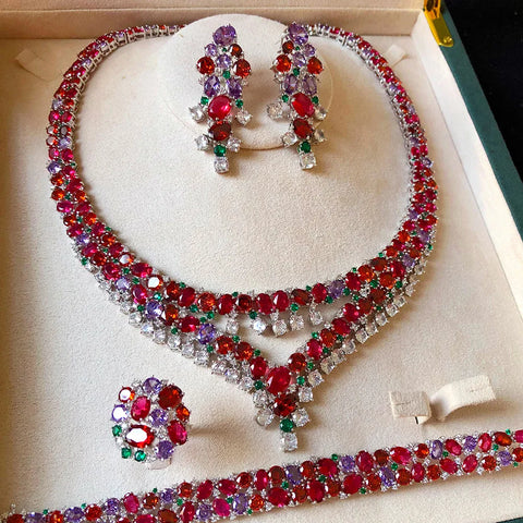 GODKI Luxury Princess 4PCS Flower African Jewelry Sets For Women Wedding Party Full Cubic Zircon Dubai Bridal jewelry Set Gift