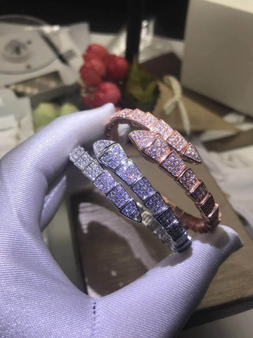 Snake shaped bracelet, women's full diamond bracelet