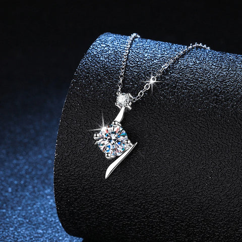 MILIYALIER 1 Ct VVS1 Moissanite Pendant Necklace For Women High Quality 925 Sterling Silver Wedding Party Bridal Fine Jewelry