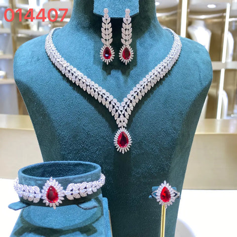 014407 Necklace Sets for Women Luxury  Cubic Zirconia Unique Jewellery Set Wedding Party Engagement Accessory