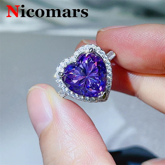 Hot Selling 5ct Purple Heart Moissanite Rings