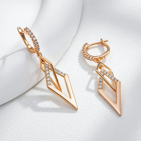 Kinel Fashion Glossy Hollow Rhombus Drop Earring