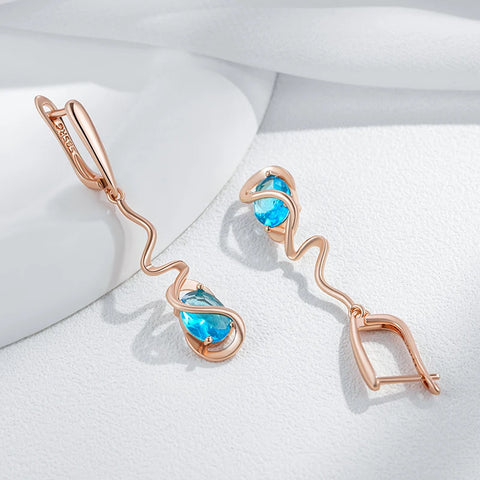 Kinel Hot Simple Romantic Blue Natural Zircon Dangle Earrings