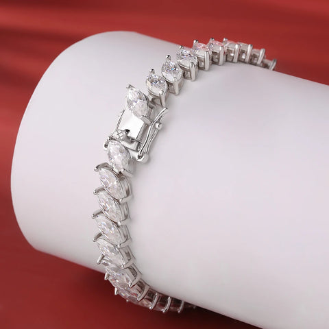 BXINY GRA Certified Marquise Cut All Moissanite Tennis Bracelet