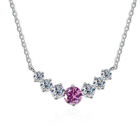 JoyceJelly 5 Moissanite stones Necklace For Women Wedding Jewely with GRA Certified 925 Sterling Sliver Plated 18k White Gold