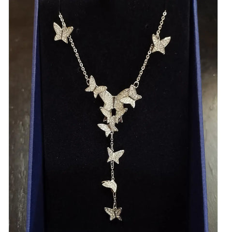 Original 2025 New Trend Fine Jewelry Set Charm Pink Butterfly Crystal Fashion Necklace Bracelet Earrings for Women's Party Gifts