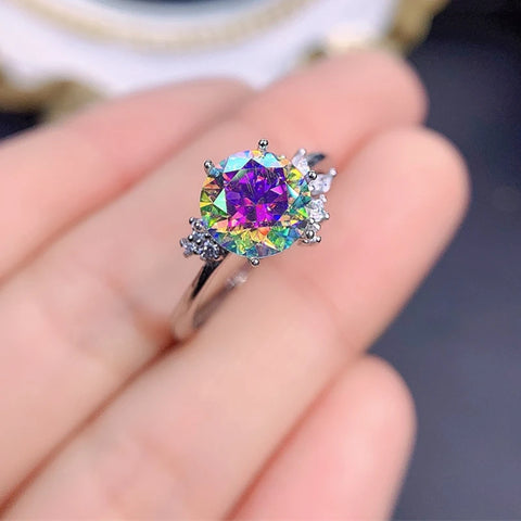 Newest 2 ct Colorful Moissanite Ring