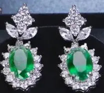 Emmaya Brand Fashion Luxury Cubic Zirconia Bridal Jewelry Sets Green Oval Crystal Rhinestone Party Wedding Jewelry Necklace Sets