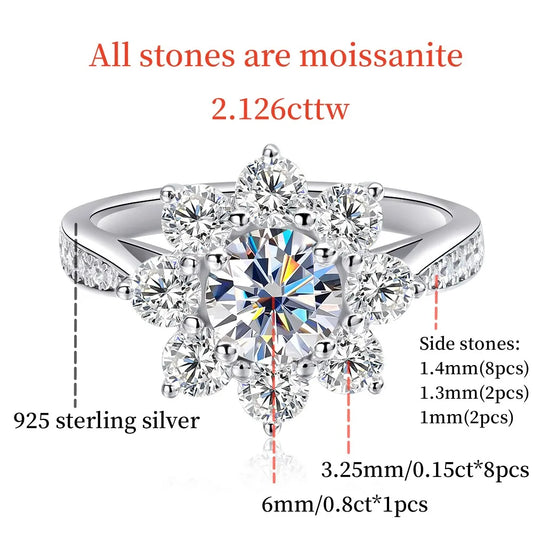 TBCYD 6MM D Color Sunflower Full Moissanite Ring