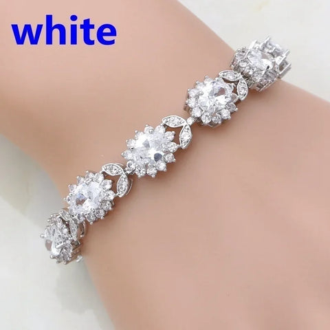 Graceful Green Crystal Leaf Bracelet