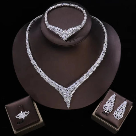 TAZIRN Africa Dubai Nigeria 5A Cubic Zirconia 2/4PCS Jewelry Set For Women Wedding Party Luxury Crystal Jewelry Accessories Gift