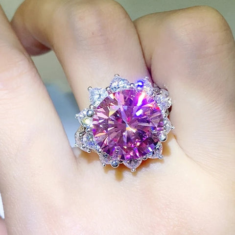 NKHOG 10CT Pink Moissanite Ring