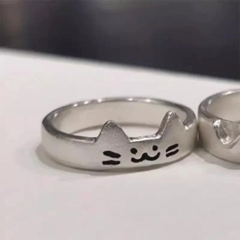 2pcs Cute Cat Dog Animal Couple Ring