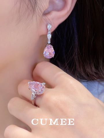 CUMEE large carat Pear artificial pink gemstone
