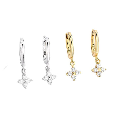 ANENJERY Zircon Flower Pendant Hoop Earrings