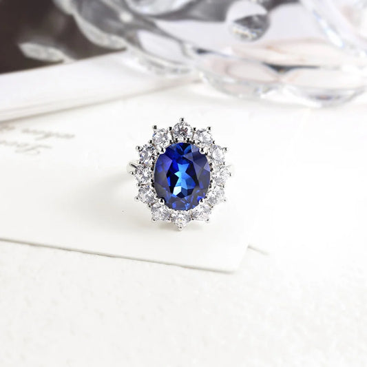 CHARMING 6.0CT Sea Blue Sapphire Ring