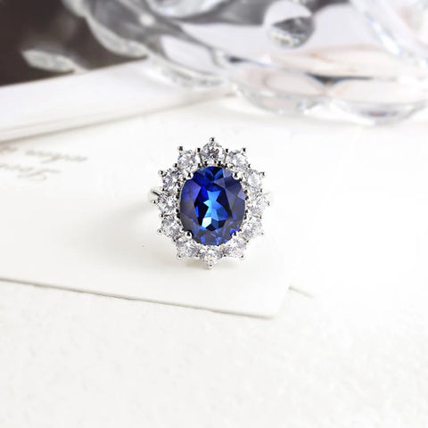 CHARMING 6.0CT Sea Blue Sapphire Ring