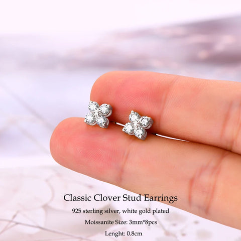 IOGOU Flower Clover Moissanite Pendant Necklace 925 Silver Clavicle Adjustable Chain for Women Girls Gift GRA Certified Jewelry