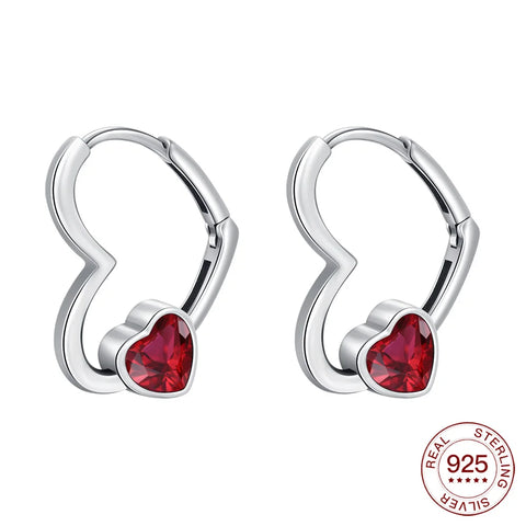 925 Sterling Silver Elegant Sparkling Lucky Clover Hoops Earring