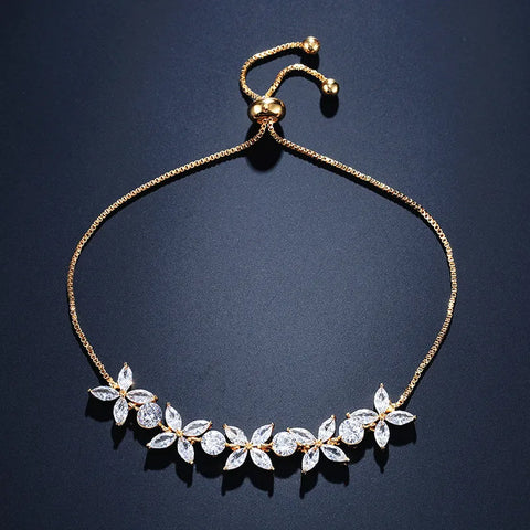 Zircon Flowers Adjustable Charm Bracelets
