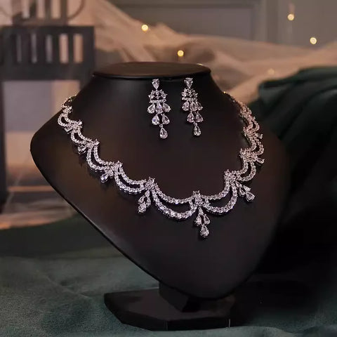 Bridal necklace High quality jewelry Light luxe zircon dress accessories Jewelry earrings set ornaments
