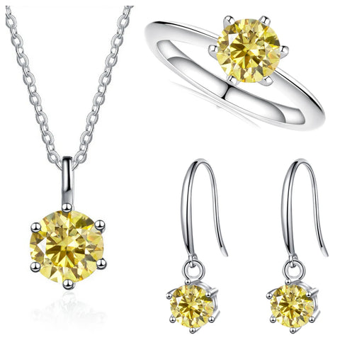 Total 2.5ct Solitaire 925 Sterling Silver moissanite Jewelry set for charm lady  for Women Fine Jewelry dating party gift
