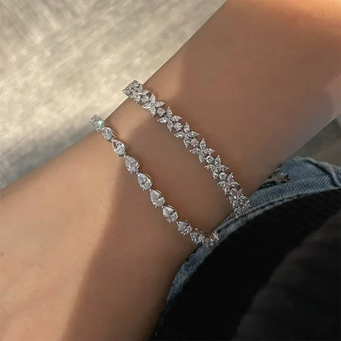 Pear Cut All Moissanite Diamond Bracelet
