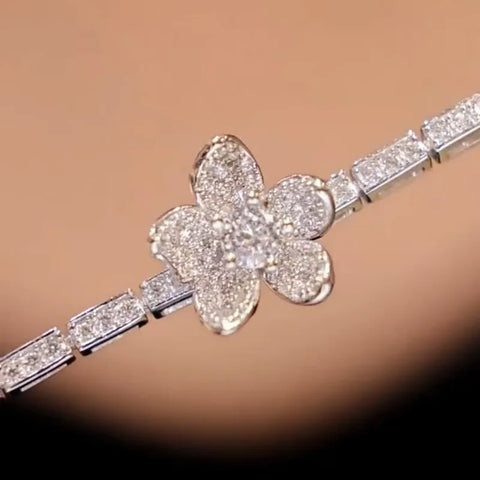 ZOCA 925 Sterling Silver Necklace Dazzling Flower Design