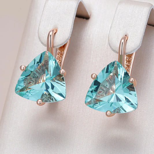 Kinel Hot Simple Green Natural Zircon Dangle Earrings