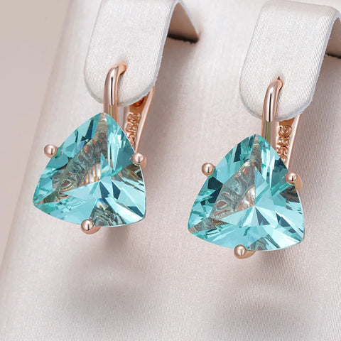 Kinel Hot Simple Green Natural Zircon Dangle Earrings