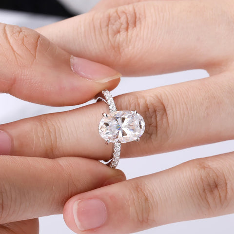 4.5CT Oval Cut Full Moissanite Ring